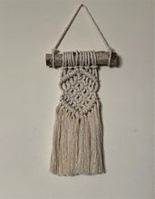 Load image into Gallery viewer, 19.5 Inch Small Macrame Wall Hanging with Birch Log
