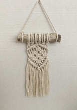 Load image into Gallery viewer, 19.5 Inch Small Macrame Wall Hanging with Birch Log
