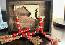 Load image into Gallery viewer, Red wood beaded bottle ornament
