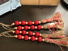 Load image into Gallery viewer, Red wood beaded bottle ornament
