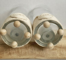 Load image into Gallery viewer, Beige Rope and Glass Candle Holder
