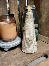 Load image into Gallery viewer, Beige Rope Christmas Tree with Wooden Ornaments 

