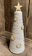 Load image into Gallery viewer, Beige Rope Christmas Tree with Wooden Ornaments 
