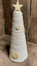 Load image into Gallery viewer, Beige Rope Christmas Tree with Wooden Ornaments 
