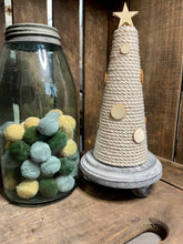 Load image into Gallery viewer, Beige Rope Christmas Tree with Wooden Ornaments 
