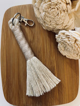 Load image into Gallery viewer, Beige Rope Tassel Keyring with Blush Pink Embroidery Floss

