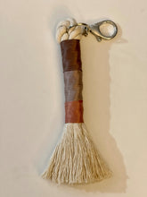 Load image into Gallery viewer, Beige Rope Tassel Keyring with Purple Rainbow Embroidery Floss
