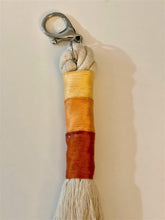 Load image into Gallery viewer, Beige Rope Tassel Keyring with Yellow Rainbow Embroidery Floss
