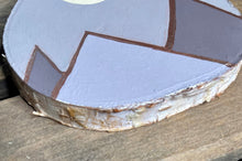 Load image into Gallery viewer, Hand painted mountain scene on birch wood slice with leather loop
