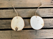 Load image into Gallery viewer, Hand painted rainbow scene on birch wood slice with leather loop
