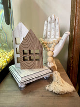 Load image into Gallery viewer, Black and White Cabinet Shelf Wood Riser
