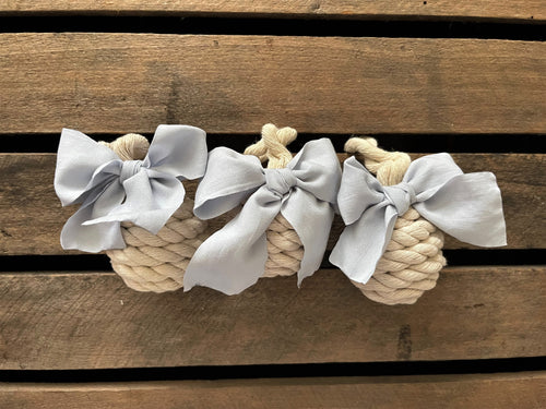 Blue Bow Rope Ball Christmas Ornament