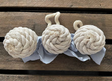 Load image into Gallery viewer, Blue Bow Rope Ball Christmas Ornament
