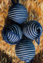 Load image into Gallery viewer, Blue and White Rope Ball Christmas Ornament
