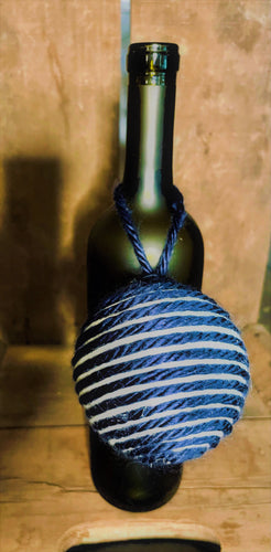 Blue and White Rope Ball Christmas Ornament