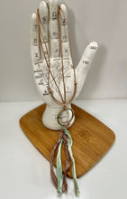 Load image into Gallery viewer, Brass Ring Necklace with Brown and Green Silk Tassel
