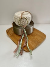 Load image into Gallery viewer, Brass Ring Necklace with Brown and Green Silk Tassel
