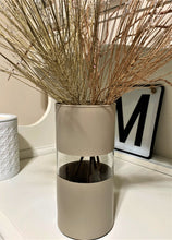 Load image into Gallery viewer, Brown Stripe and Painted Flower Vase
