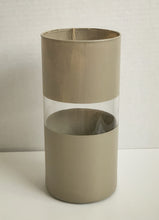Load image into Gallery viewer, Brown Stripe and Painted Flower Vase
