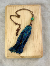 Load image into Gallery viewer, Copper Chain Necklace with Blue Paisley Silk Tassel

