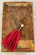 Load image into Gallery viewer, Copper Chain Necklace with Red Silk Tassel and Glass Beads
