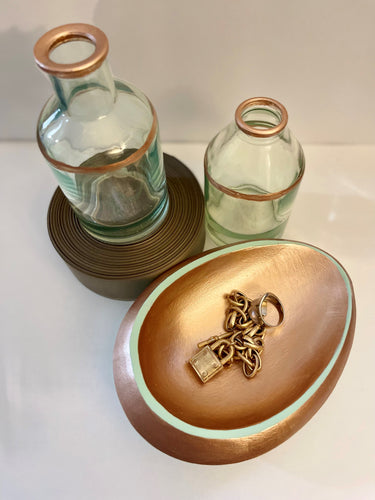Egg Shaped Hand Painted Wood Dish