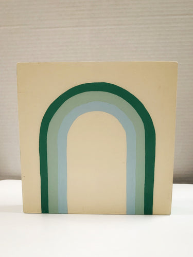 Green Rainbow Painted Plaque