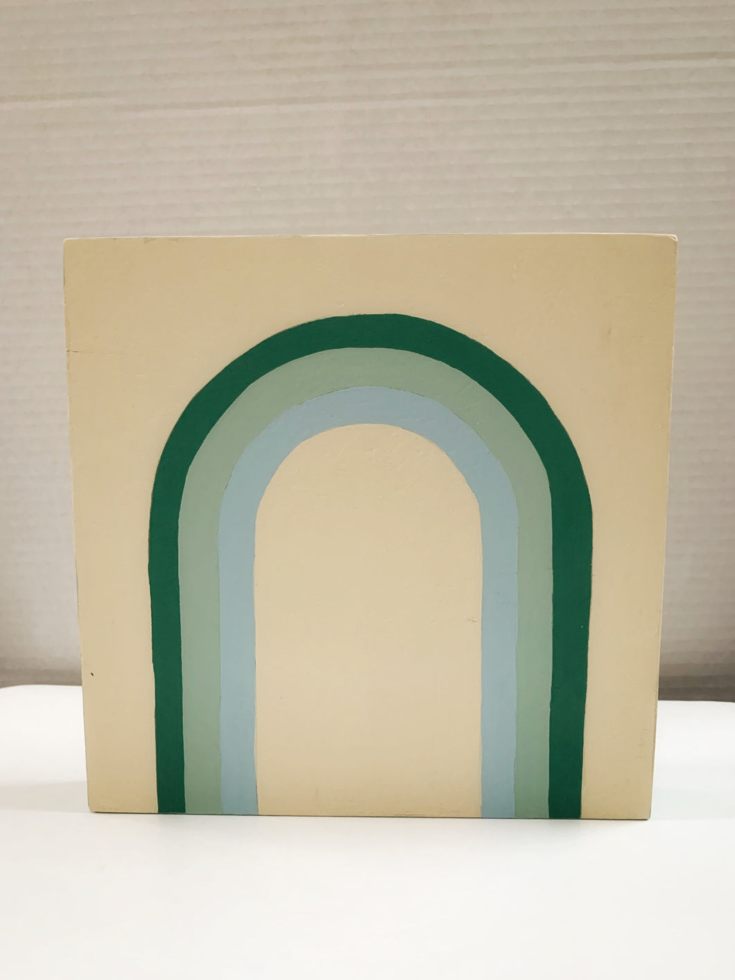 Green Rainbow Painted Plaque