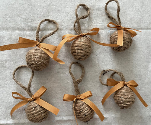 Gold Bow Rope Ball Christmas Ornament