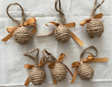 Load image into Gallery viewer, Gold Bow Rope Ball Christmas Ornament
