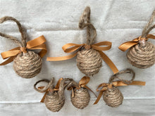 Load image into Gallery viewer, Gold Bow Rope Ball Christmas Ornament
