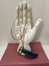 Load image into Gallery viewer, Gold Clock Key Necklace with Blue Silk Tassel
