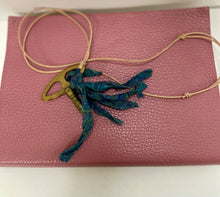 Load image into Gallery viewer, Gold Clock Key Necklace with Blue Silk Tassel
