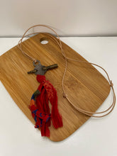 Load image into Gallery viewer, Gold Clock Key Necklace with Red Silk Tassel
