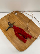 Load image into Gallery viewer, Gold Clock Key Necklace with Red Silk Tassel
