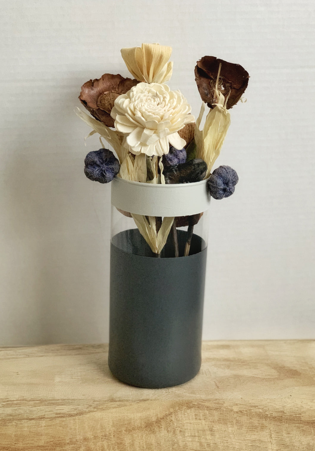 Gray Hand Painted Flower Vase