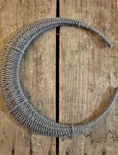 Load image into Gallery viewer, Gray Macramé Crescent Moon Wreath

