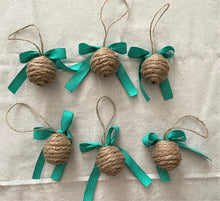 Load image into Gallery viewer, Green Bow Rope Ball Christmas Ornament
