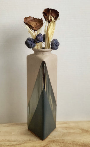 Hand Painted Textured Triangle Flower Vase
