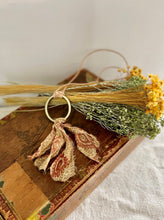 Load image into Gallery viewer, Leather Cord with Brass Ring and Brown Paisley Silk Tassel Necklace
