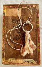 Load image into Gallery viewer, Leather Cord with Brass Ring and Brown Paisley Silk Tassel Necklace
