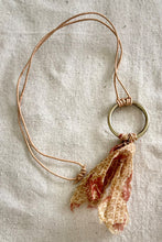 Load image into Gallery viewer, Leather Cord with Brass Ring and Brown Paisley Silk Tassel Necklace
