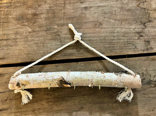 Natural birch log jewelry holder