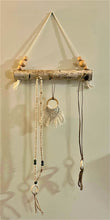 Load image into Gallery viewer, Natural birch log jewelry holder with peach beads
