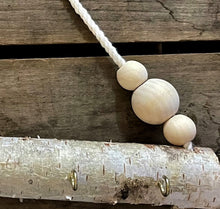 Load image into Gallery viewer, Natural birch log jewelry holder with white beads
