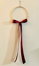 Load image into Gallery viewer, Natural Wood Bead Wreath with Red Silk Bow
