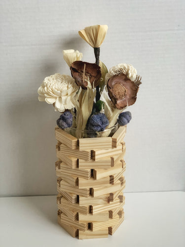 Natural Wood Block Flower Vase