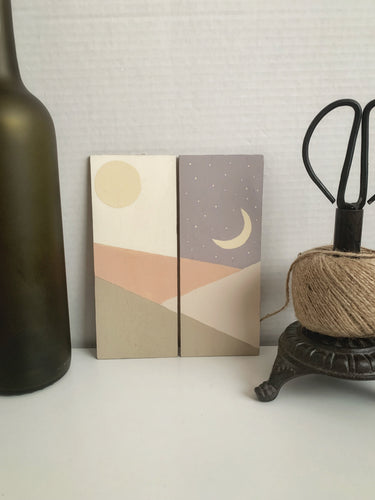 Night and Day Painting Geometric Hills