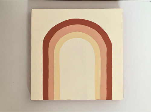 Orange Rainbow Painted Plaque