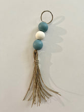Load image into Gallery viewer, Pastel painted wooden beaded hemp tassel keyring
